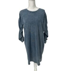 NEW Jane and Delaney Chambray Stretchy Long Sleeves Shift Dress Sz Med